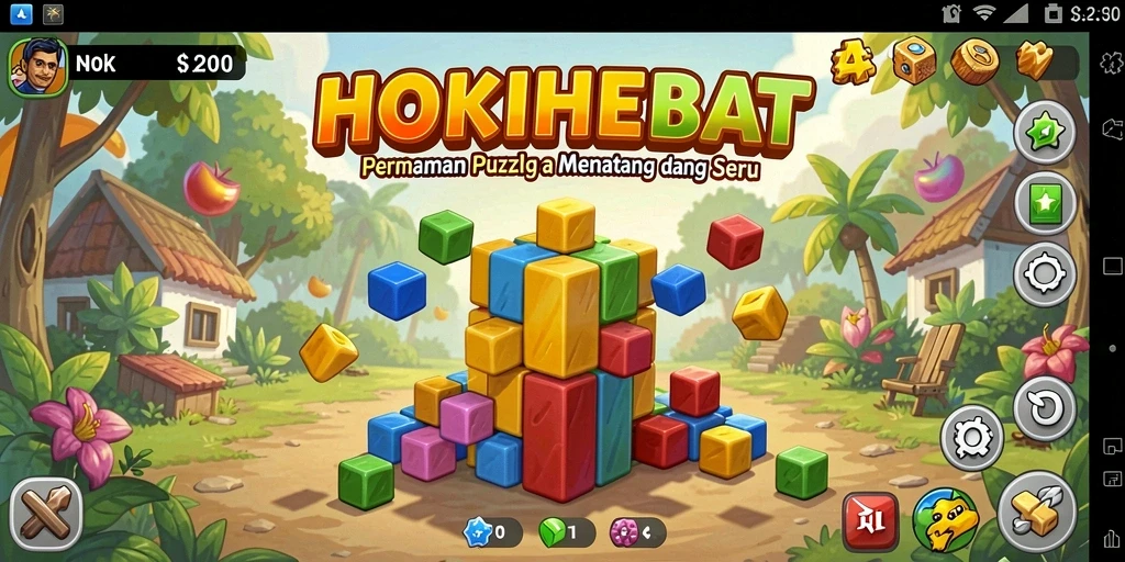 Tampilan gameplay HOKIHEBAT dengan teka-teki menantang yang menarik.