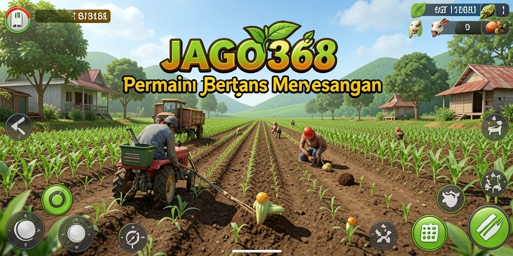 Screenshot utama JAGO368 menampilkan momen bertani yang sangat menyenangkan.