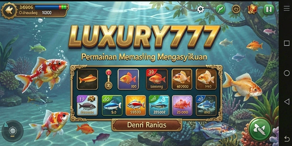 Screenshot menampilkan pengalaman gameplay Fishing di LUXURY777.