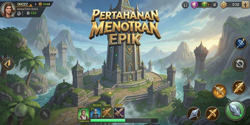 Screenshot gameplay menampilkan menara yang berdiri kokoh melawan serangan musuh.