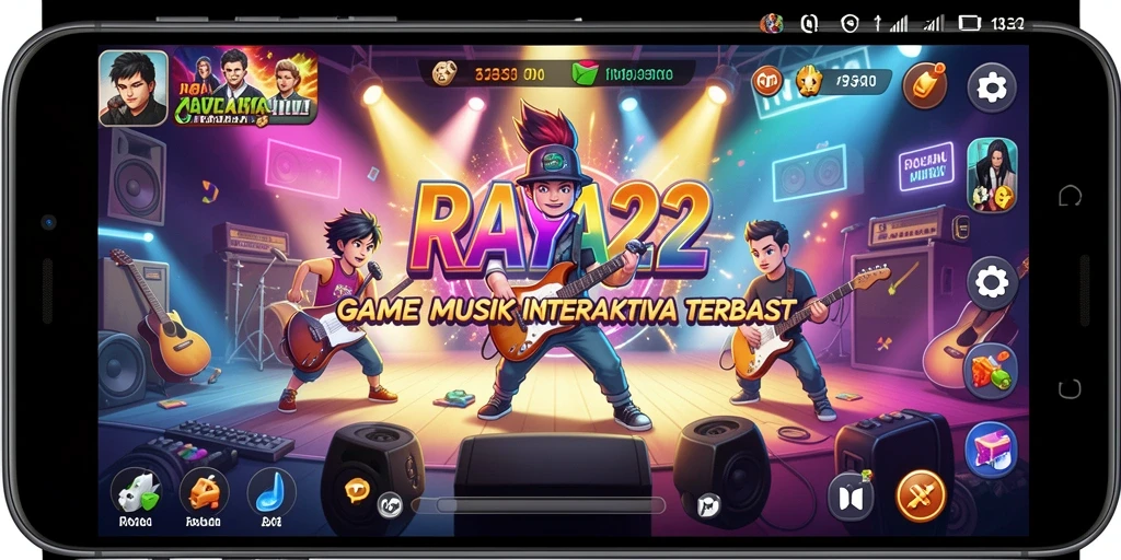 Tangkapan layar RAYA22 menampilkan gameplay seru dengan musik yang menggetarkan.