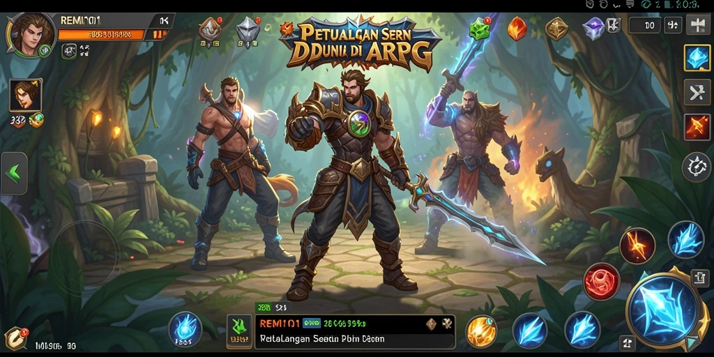 Tampilan strategi dan pertarungan di dunia ARPG yang epik.
