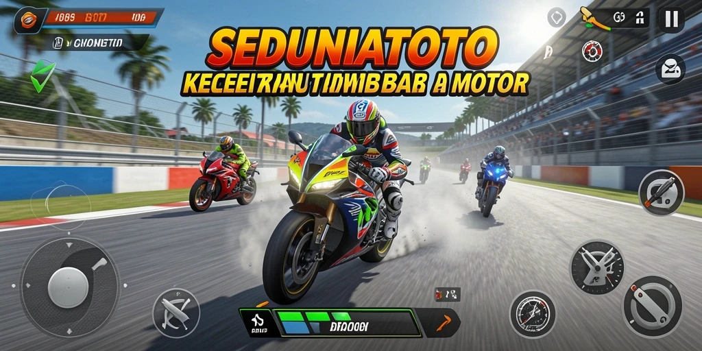 Gameplay SEDUNIATOTO yang mendebarkan di lintasan balap.