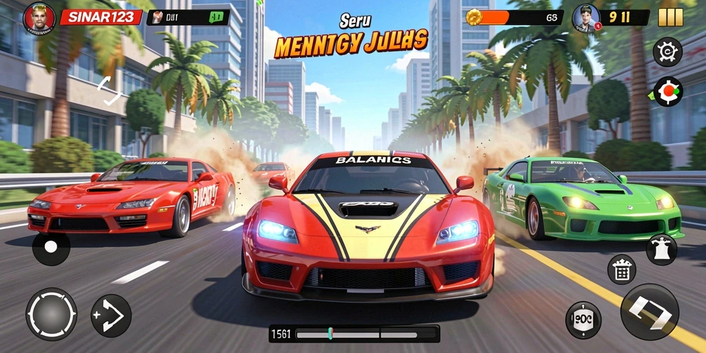 Gameplay Racing menegangkan dengan berbagai trek balap.