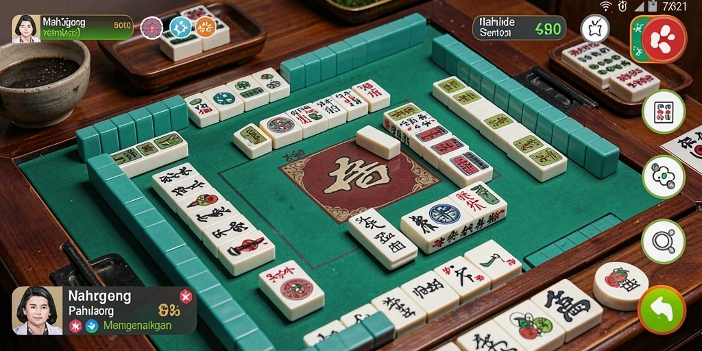 Screenshot gameplay V21 menampilkan serunya permainan Mahjong.