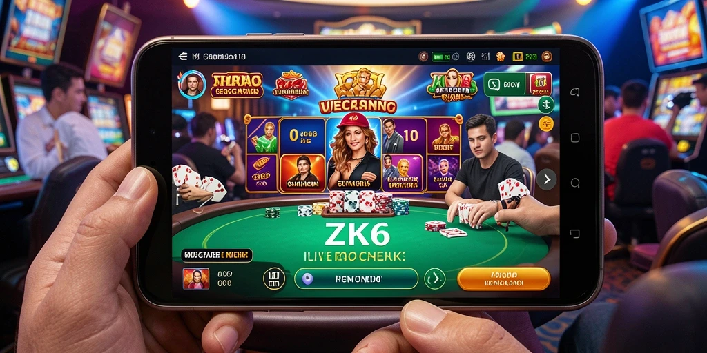 Gameplay ZK6 yang interaktif di Live Casino dengan dealer profesional.